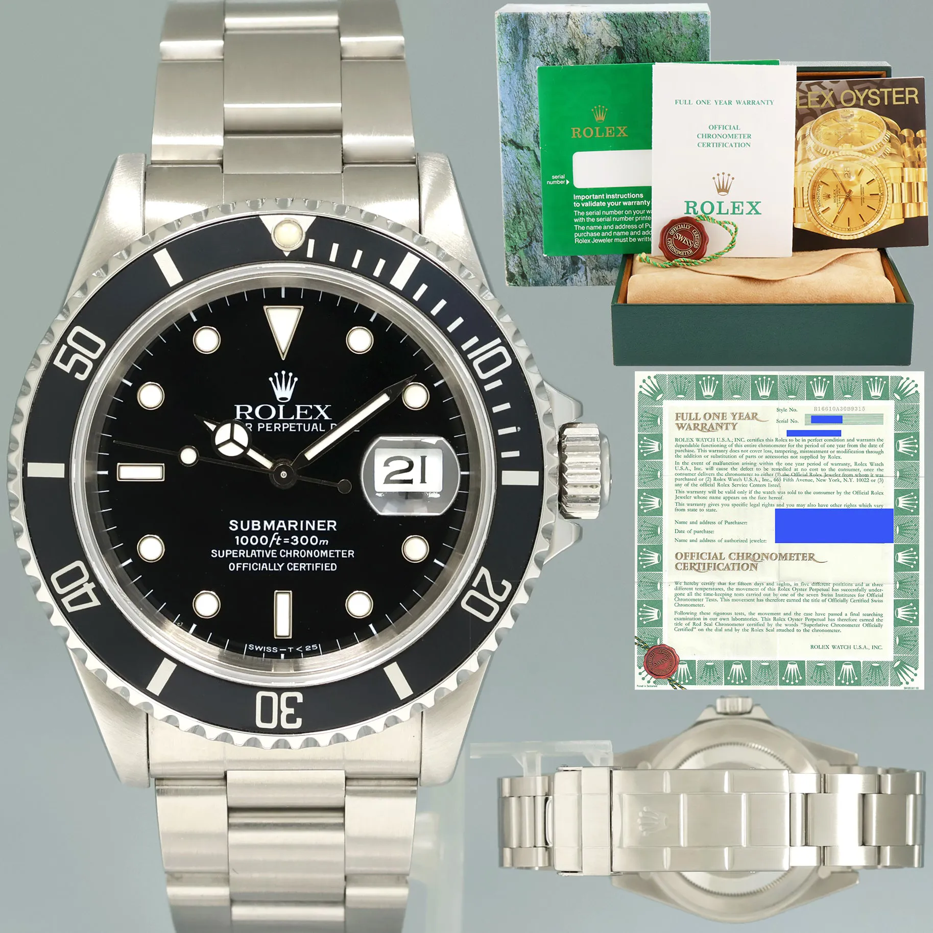 Rolex Submariner 16610 40mm Stainless steel Black