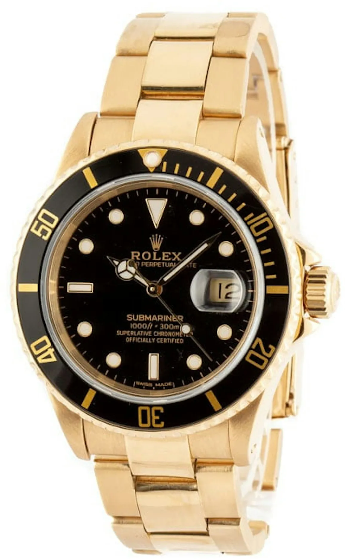 Rolex Submariner 16618 40mm Yellow gold Black 2