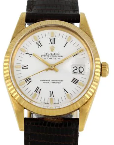 Rolex Oyster Perpetual Date 15038 34mm Yellow gold White