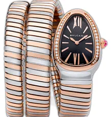 Bulgari Serpenti 102099 SP35BSPGD.2T 35mm Rose gold and Stainless steel Black