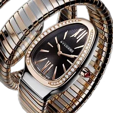 Bulgari Serpenti 102099 SP35BSPGD.2T 35mm Rose gold and Stainless steel Black 2