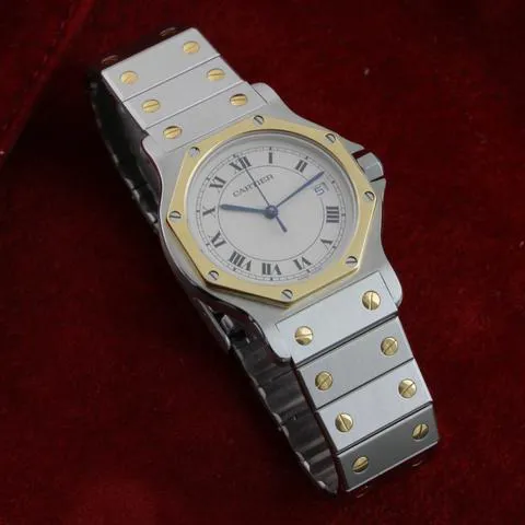 Cartier Santos 187902 30mm Yellow gold and Stainless steel White