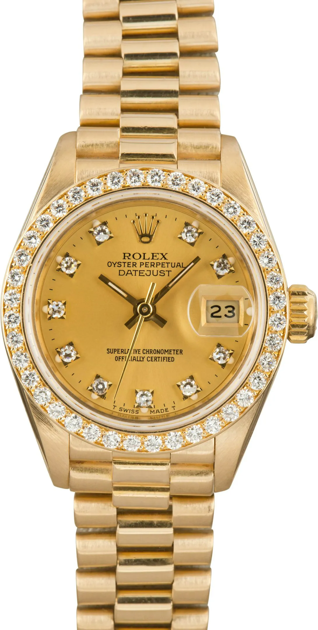 Rolex Lady-Datejust 69138 26mm Yellow gold Champagne