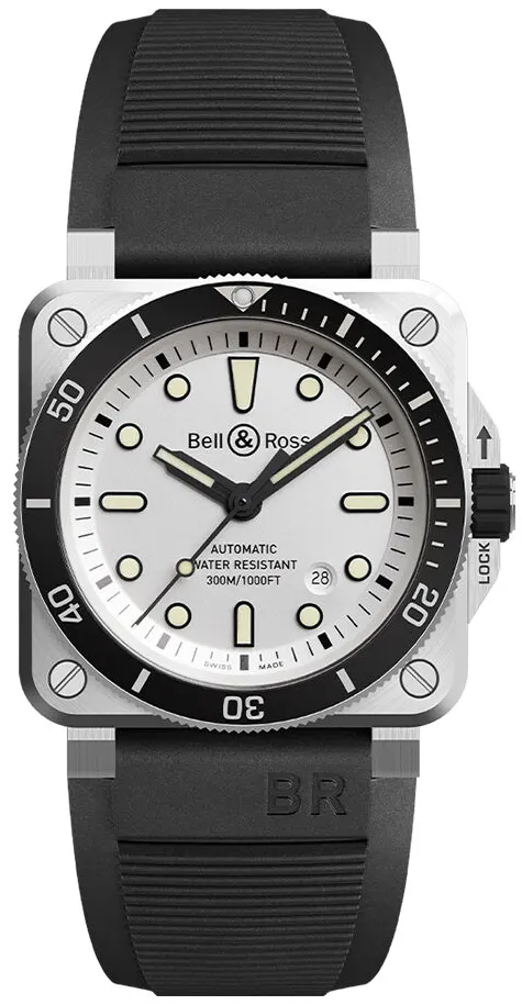 Bell & Ross Instruments BR0392-D-WH-ST/SRB Stainless steel Silver