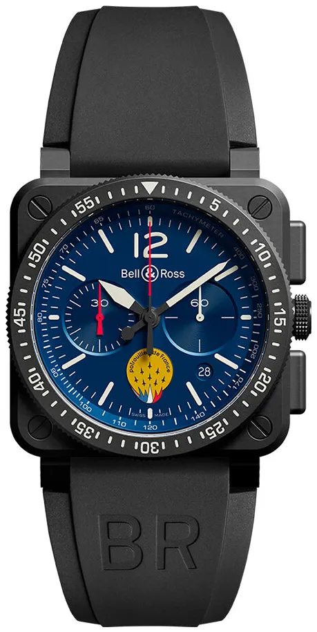 Bell & Ross Instruments BR0394-PAF1-CE/SRB Black ceramic Blue