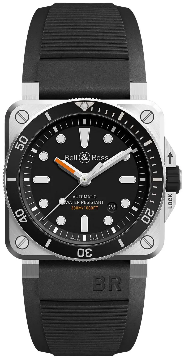 Bell & Ross Instruments BR0392-D-BL-ST/SRB Stainless steel Black