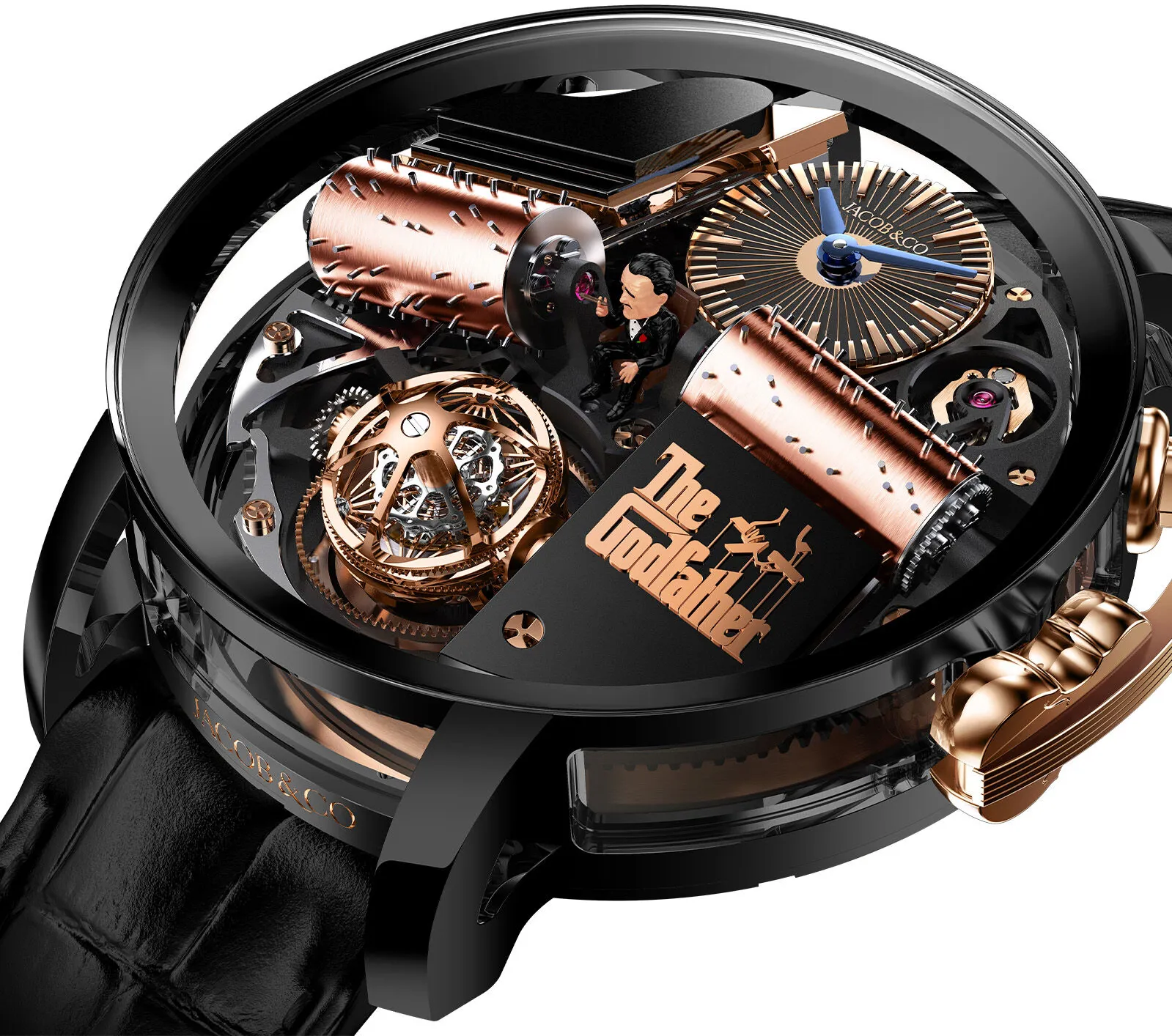 Jacob & Co. Opera Godfather OP110.21.AG.AB.ACA4D 49mm Titanium and Black DLC Black