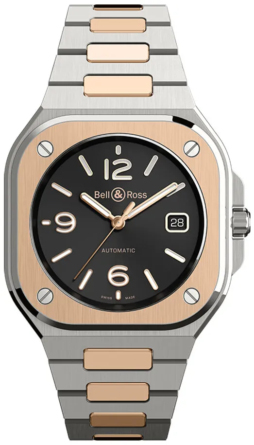 Bell & Ross Instruments BR05A-BL-STPG/SSG 42mm Rose gold and Stainless steel Black