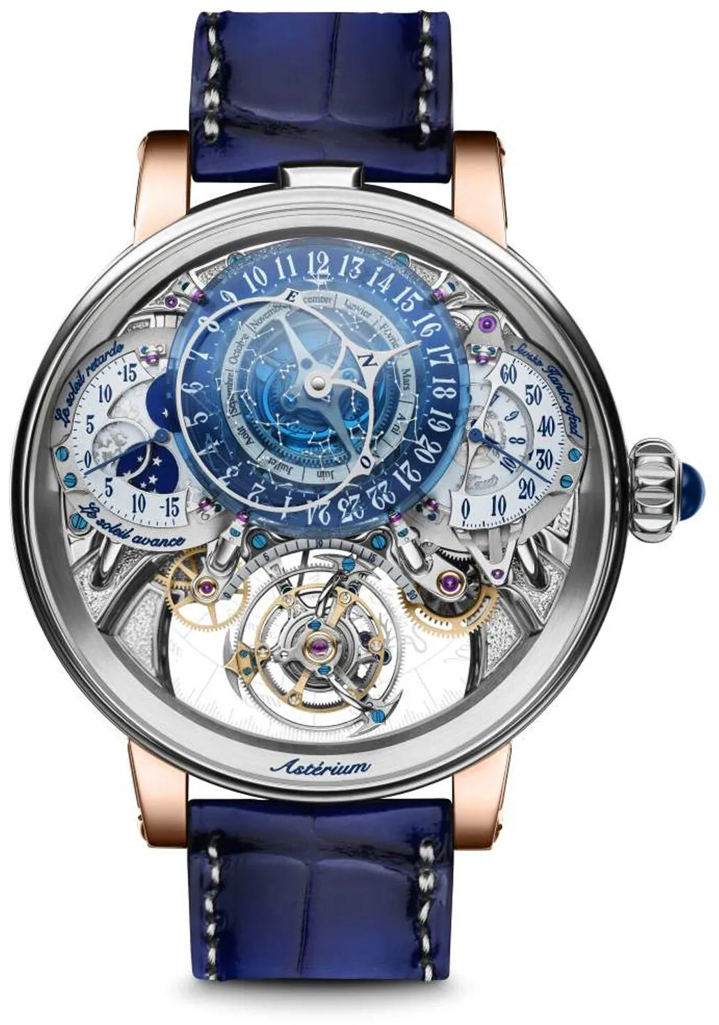 Bovet Dimier R20N005/1/PU 46mm Rose gold and White gold Blue and Transparent