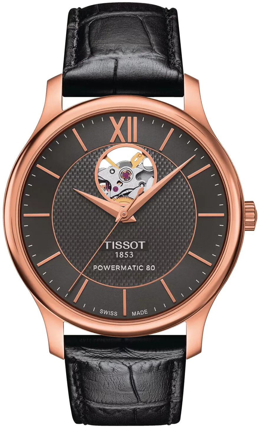 Tissot Tradition T063.907.36.068.00 40mm Rose gold and Black DLC Anthracite