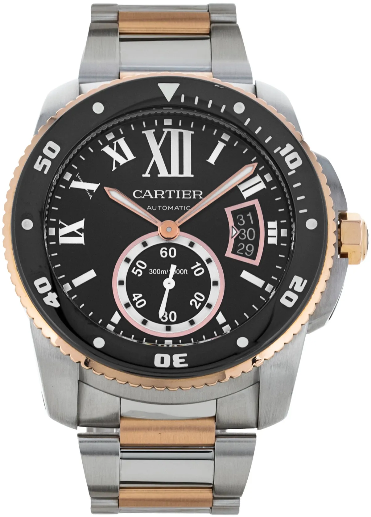 Cartier Calibre de Cartier W7100054 42mm Rose gold and Stainless steel Black