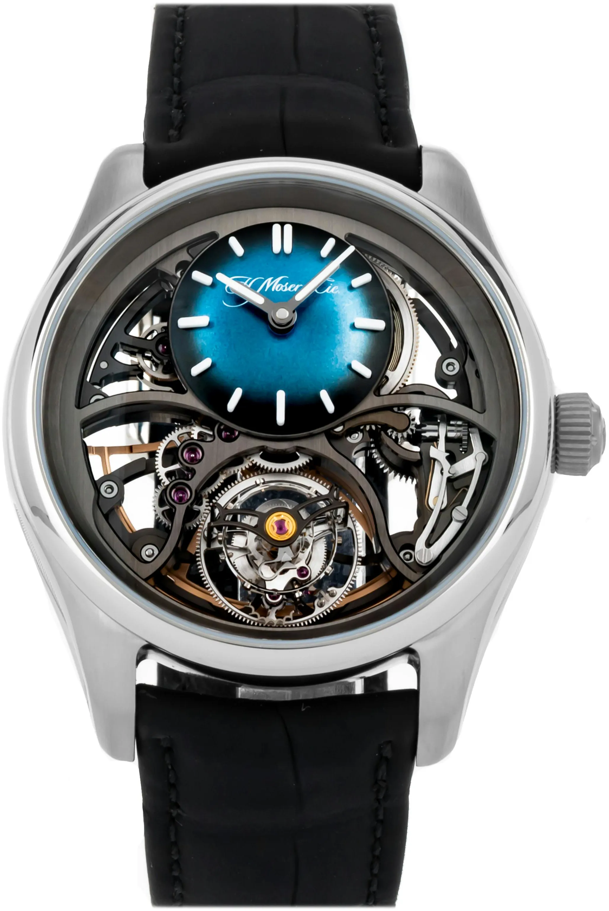 H. Moser & Cie. Pioneer Tourbillon 3811-1200 42mm Stainless steel Blue