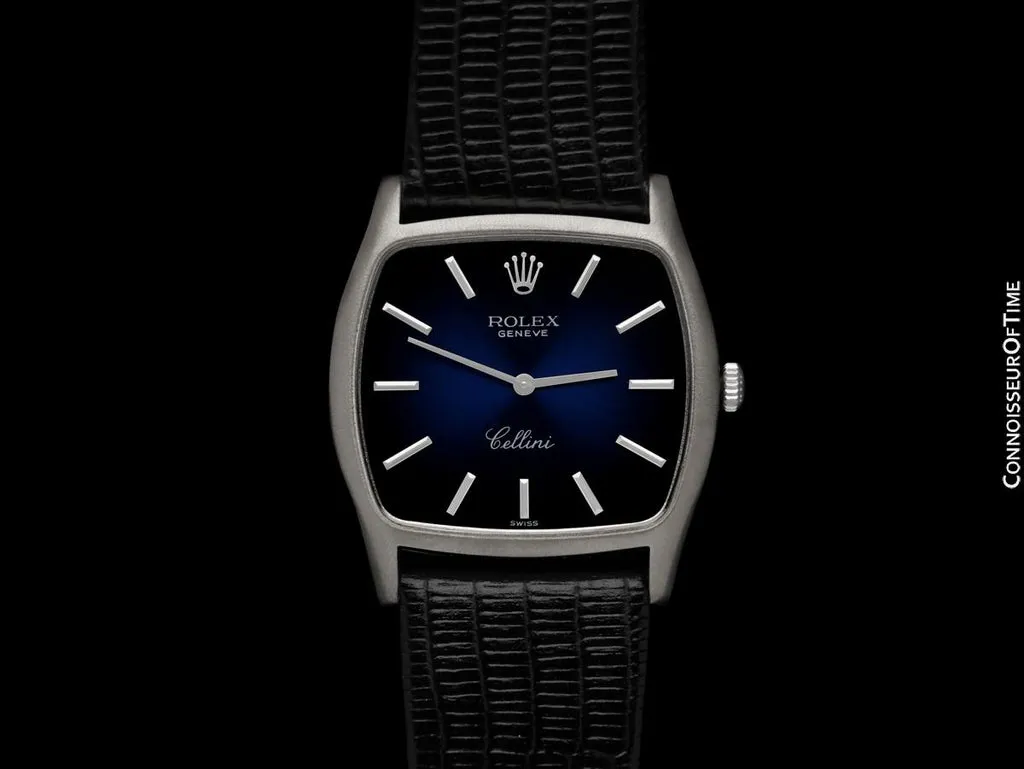 Rolex Cellini 3805 31.5mm White gold and 18k white gold Blue 1