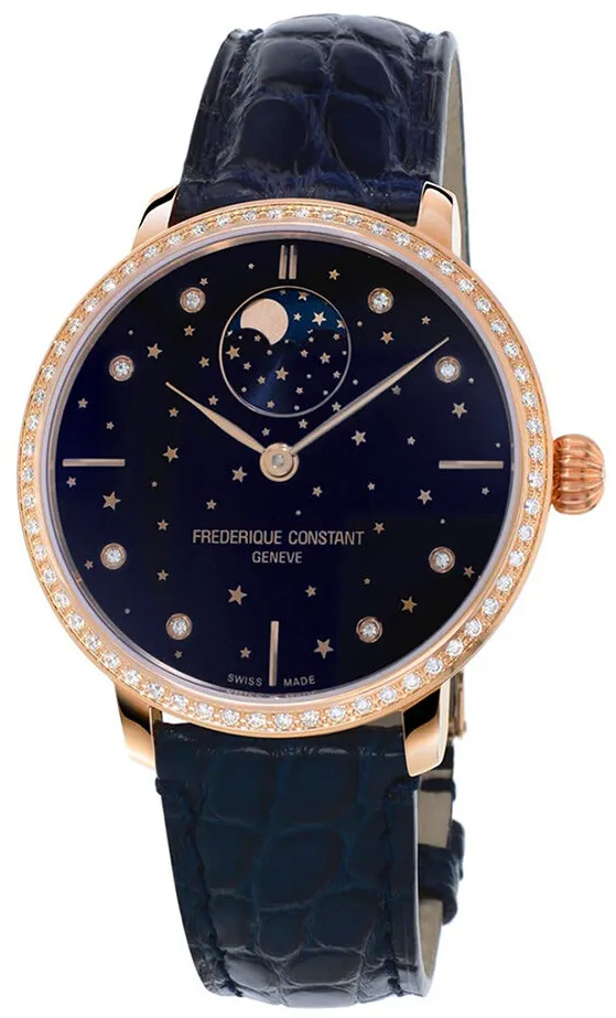 Frédérique Constant Manufacture Slimline Moonphase FC-701NSD3SD4 39mm Rose gold Blue