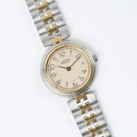 Hermès Clipper 25mm Yellow gold and Stainless steel Champagne