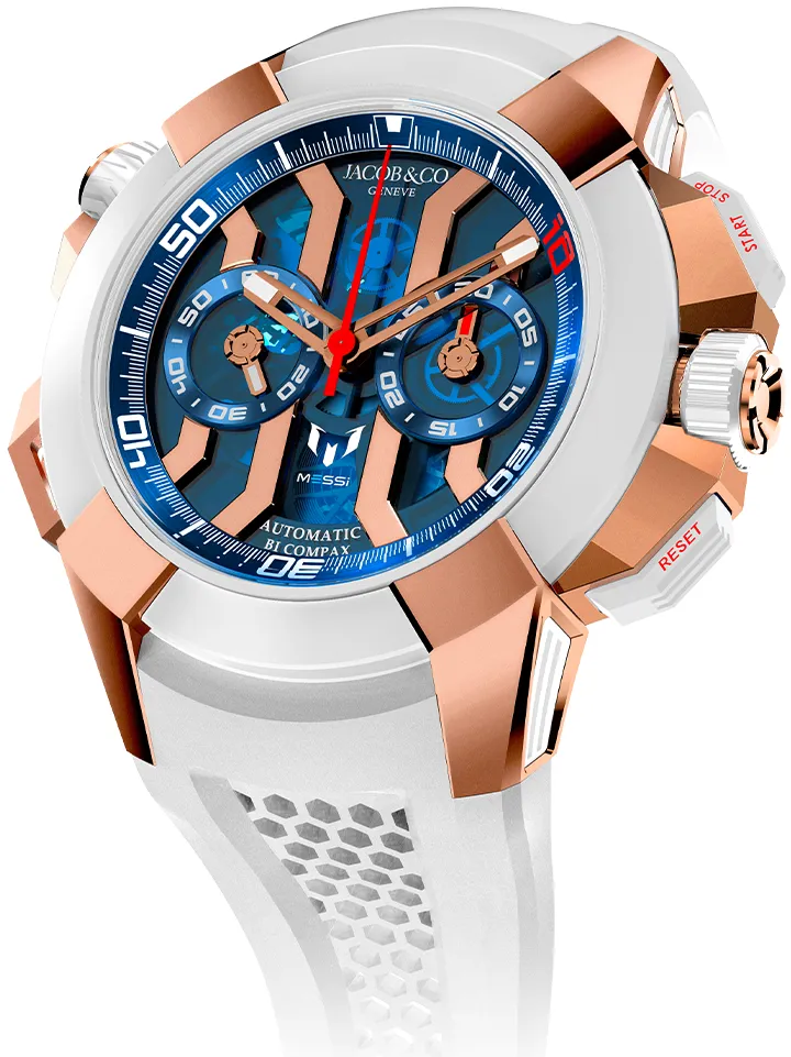 Jacob & Co. EPIC X CHRONO MESSI EC313.42.PE.AA.AHB4S 47mm Rose gold and Titanium Blue and Transparent