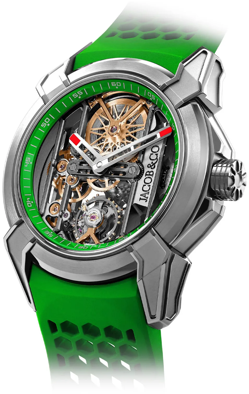 Jacob & Co. Twin Turbo EX110.20.AP.AA.A 44mm Titanium Green and Gray