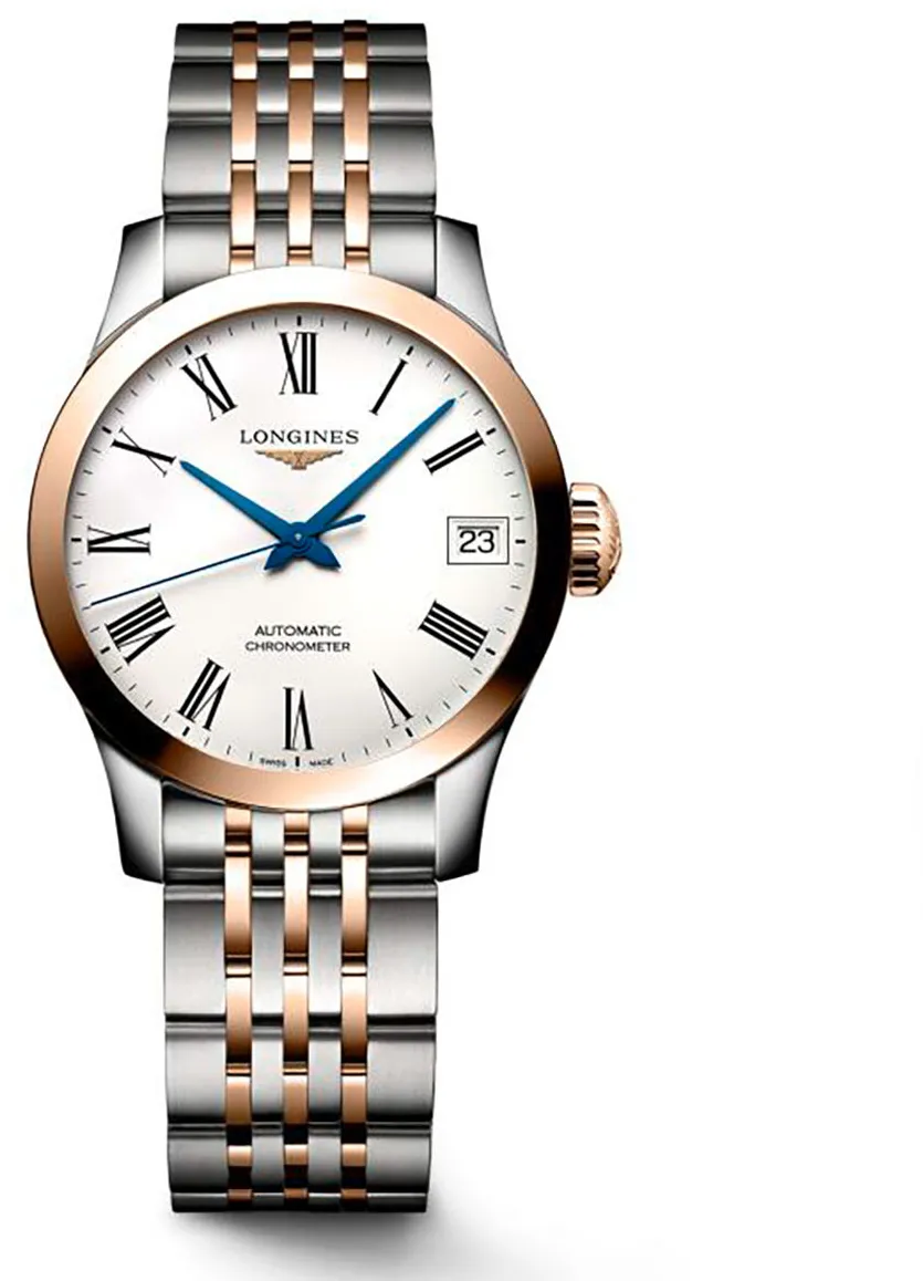 Longines Record L2.320.5.11.7 26mm Rose gold and Stainless steel White