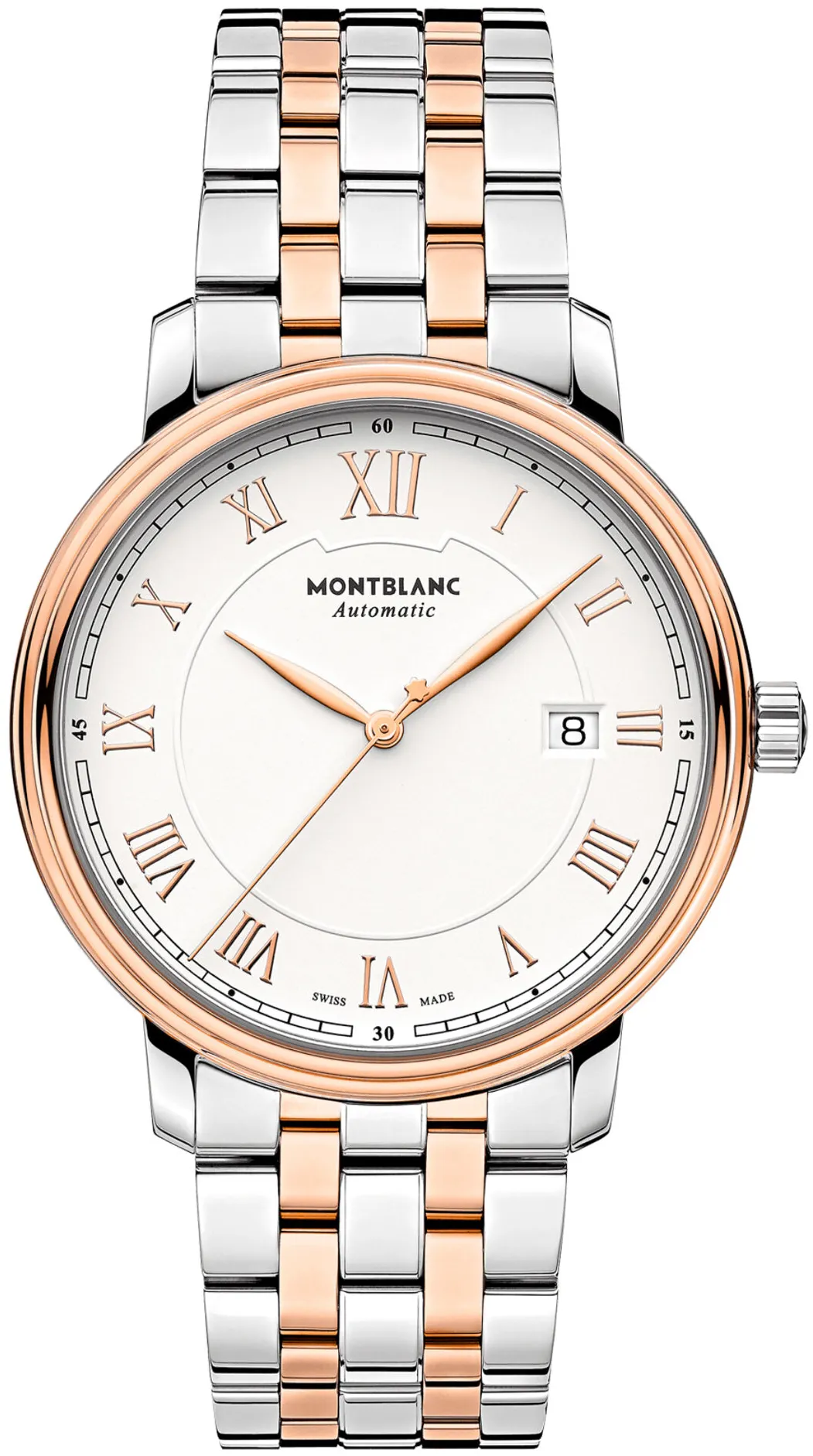 Montblanc Tradition 114337 40mm Rose gold and Stainless steel Silver