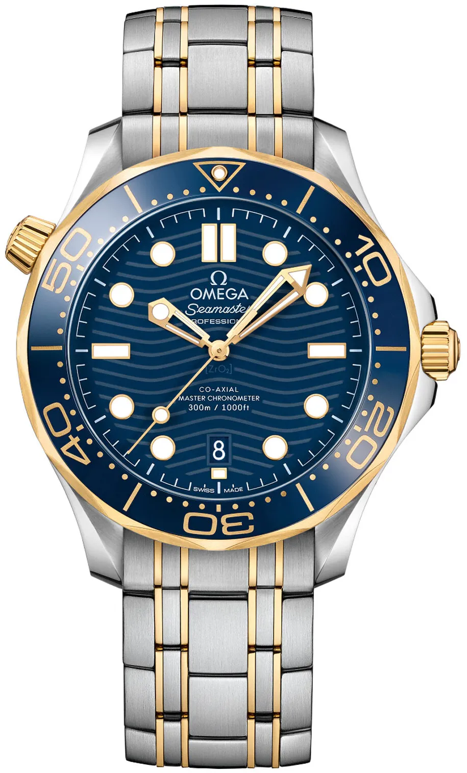 Omega Seamaster Diver 300M 210.20.42.20.03.001 42mm Yellow gold and Stainless steel Blue