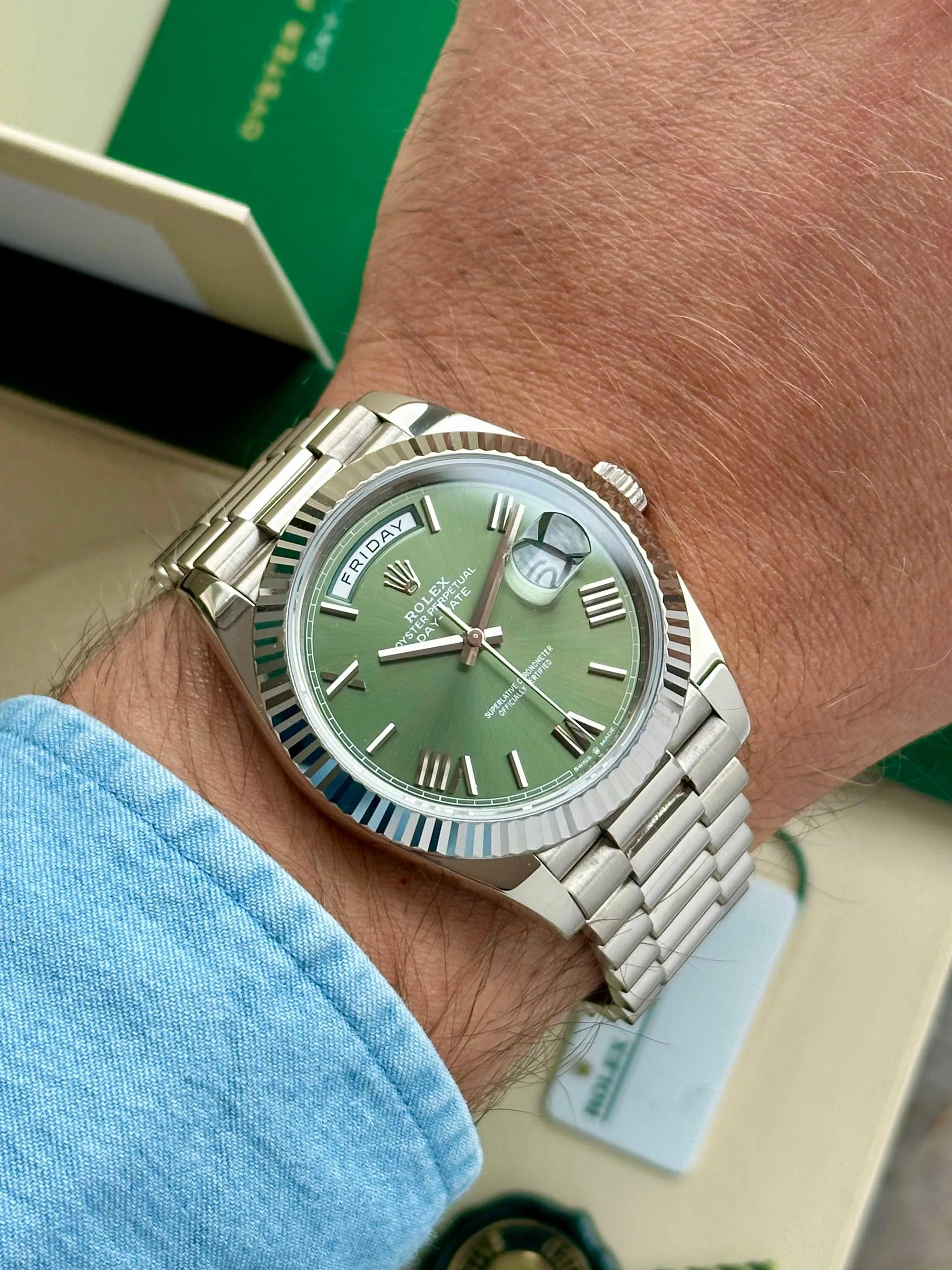 Rolex Day-Date 40 228239 40mm White gold Green 7