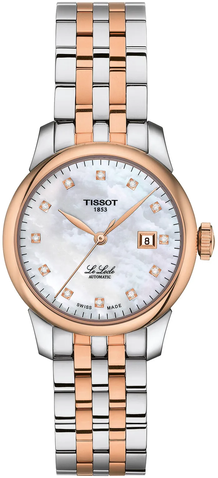 Tissot Le Locle T006.207.22.116.00 29mm Rose gold and Stainless steel and Black DLC White Mother of Pearl