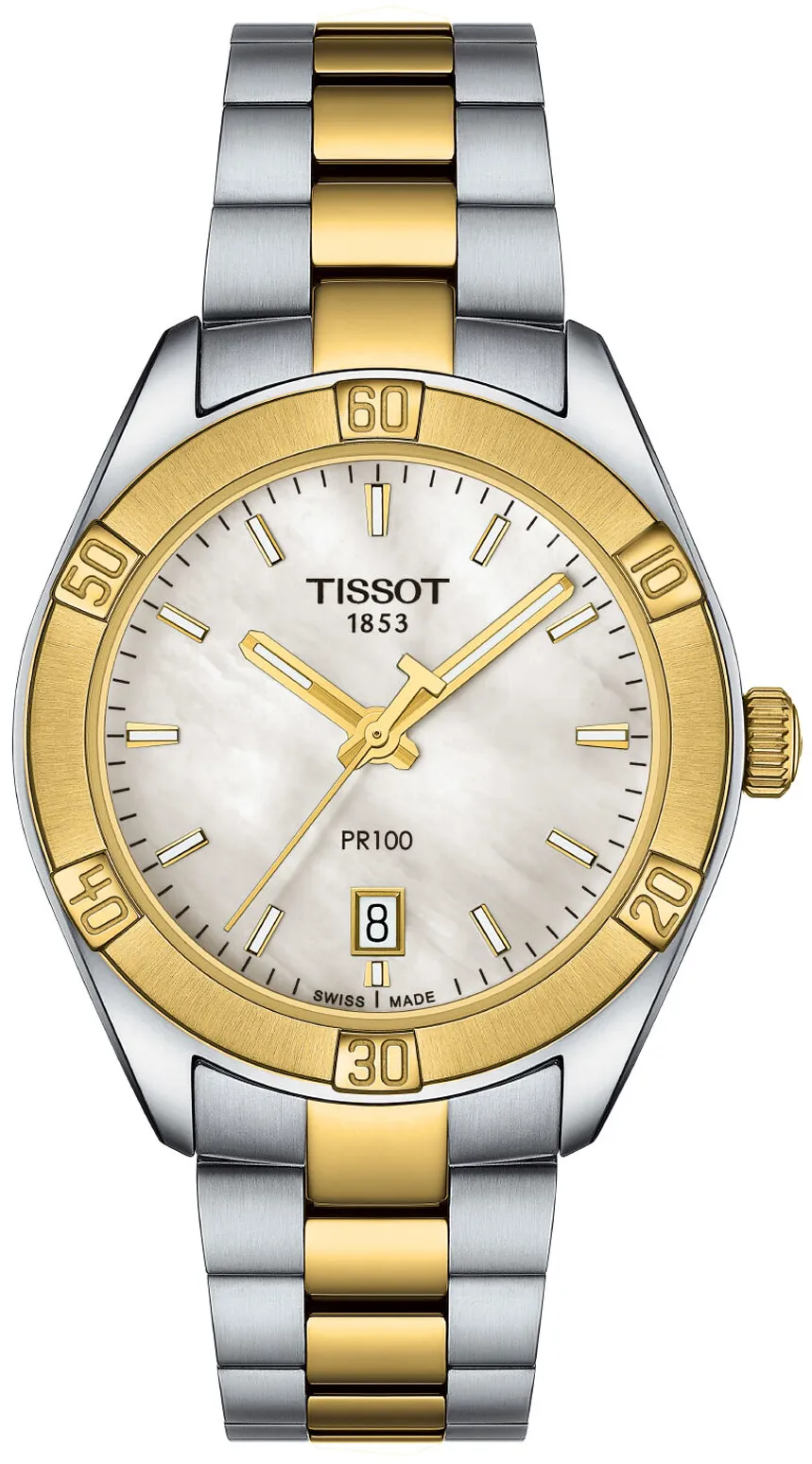 Tissot PR 100 T101.910.22.111.00 36mm Stainless steel and Gold-plated White Mother of Pearl