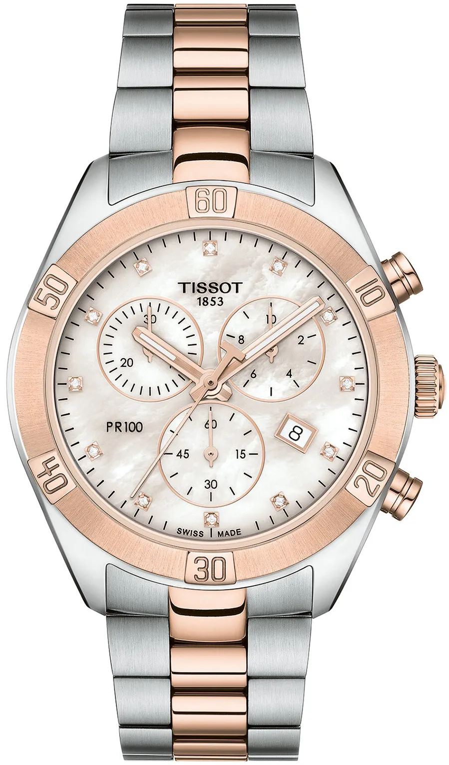 Tissot PR 100 T101.917.22.116.00 38mm Stainless steel and Gold-plated White Mother of Pearl