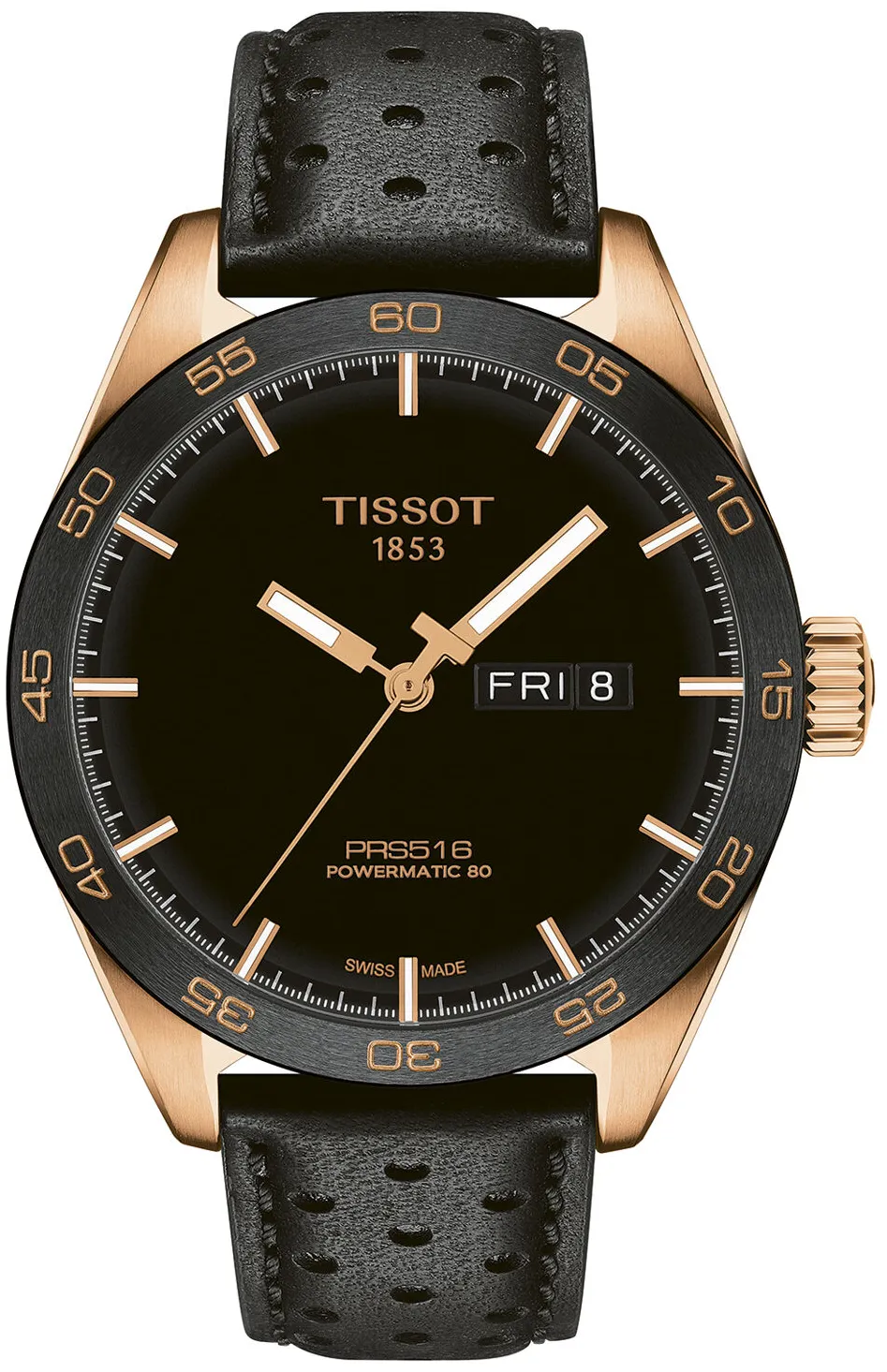 Tissot PRS 516 T100.430.36.051.01 42mm Rose gold and Black DLC Black