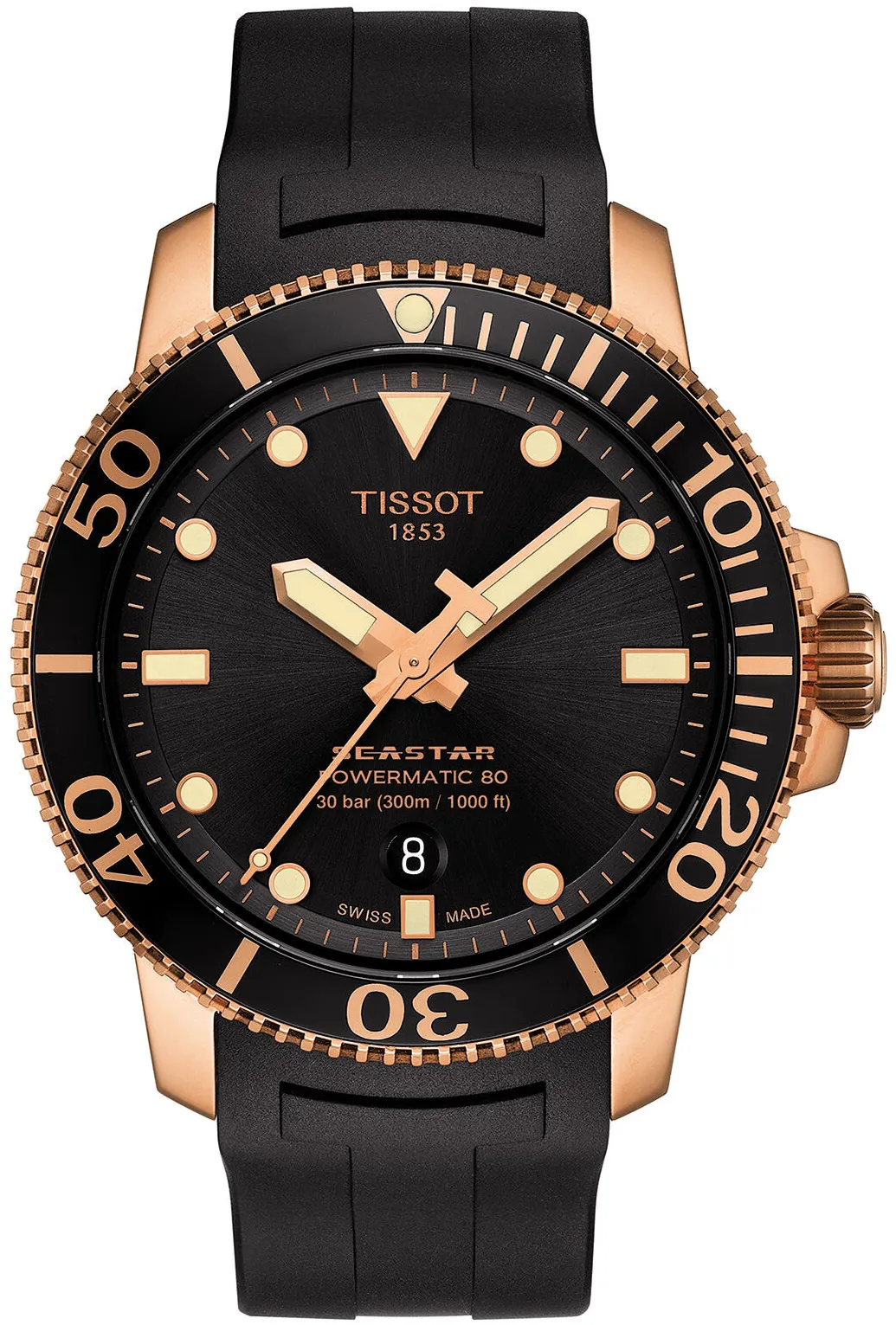 Tissot Seastar T120.407.37.051.01 43mm Rose gold and Black DLC Black