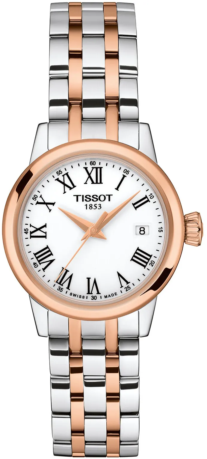 Tissot T-Classic T129.210.22.013.00 28mm Rose gold and Stainless steel and Black DLC White