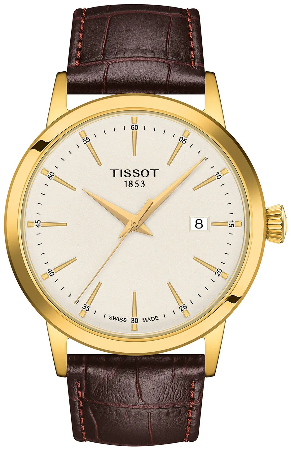 Tissot T-Classic T129.410.36.261.00 42mm Yellow gold and Black DLC Ivory