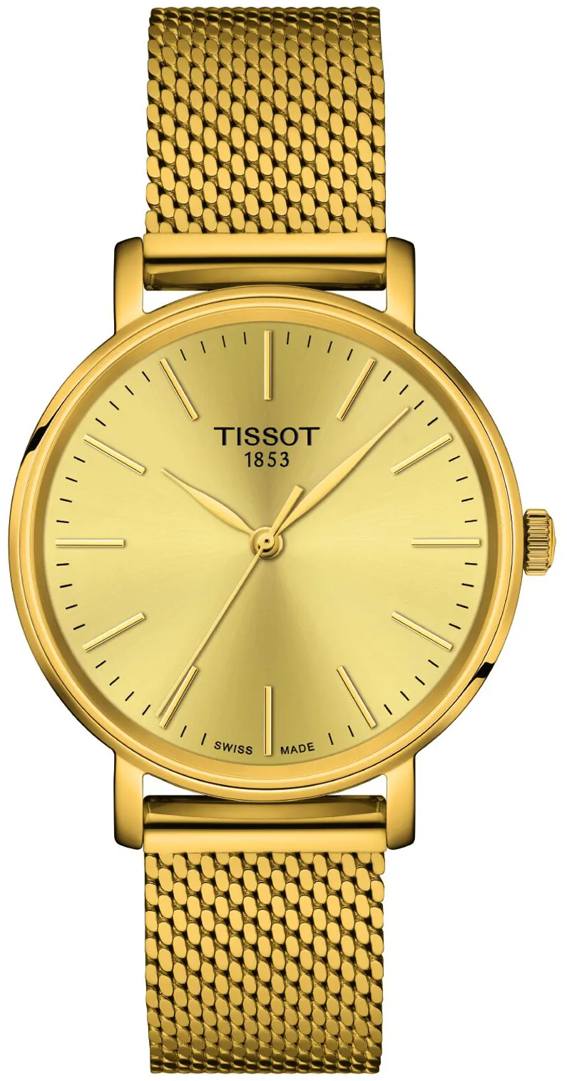 Tissot T-Classic T143.210.33.021.00 34mm Yellow gold and Black DLC Champagne