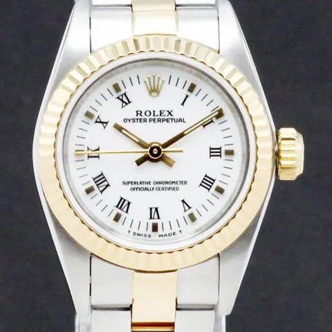 Rolex Oyster Perpetual 67193 26mm Yellow gold and Stainless steel White