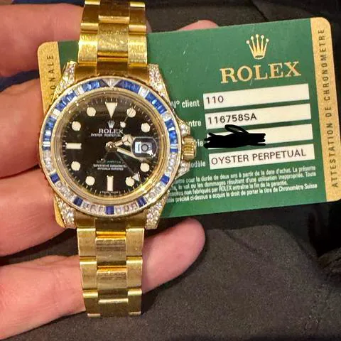 Rolex GMT-Master II 116758SA 40mm Yellow gold Paved