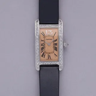 Cartier Tank Américaine 1713 18k white gold Salmon