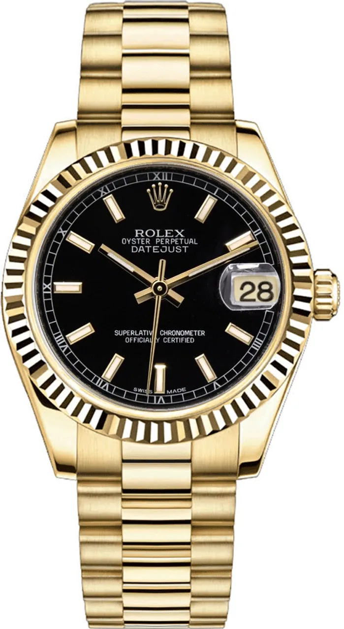 Rolex President P68278BX 31mm Yellow gold and 18k yellow gold Black