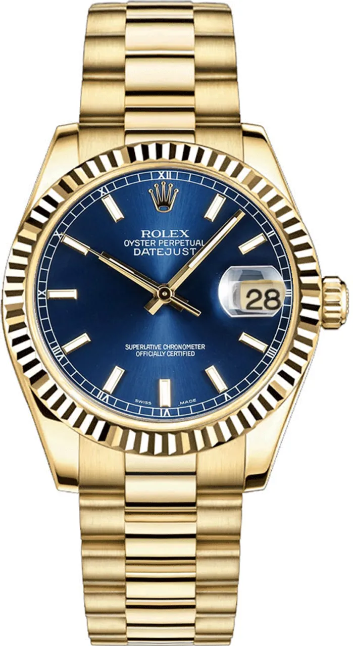 Rolex President P68278LX 31mm Yellow gold and 18k yellow gold Blue