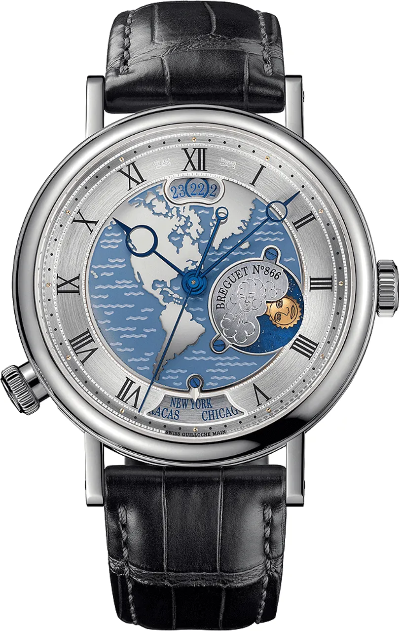 Breguet Classique 5717PT/US/9ZU 44mm White gold and 18k white gold Blue and Silver and Artistic dial