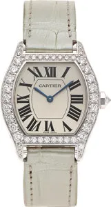 Cartier Tortue 28mm 18k white gold Silver