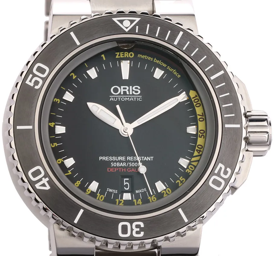 Oris Aquis Depth Gauge 733 7675 4154-Set MB 46mm Stainless steel Black