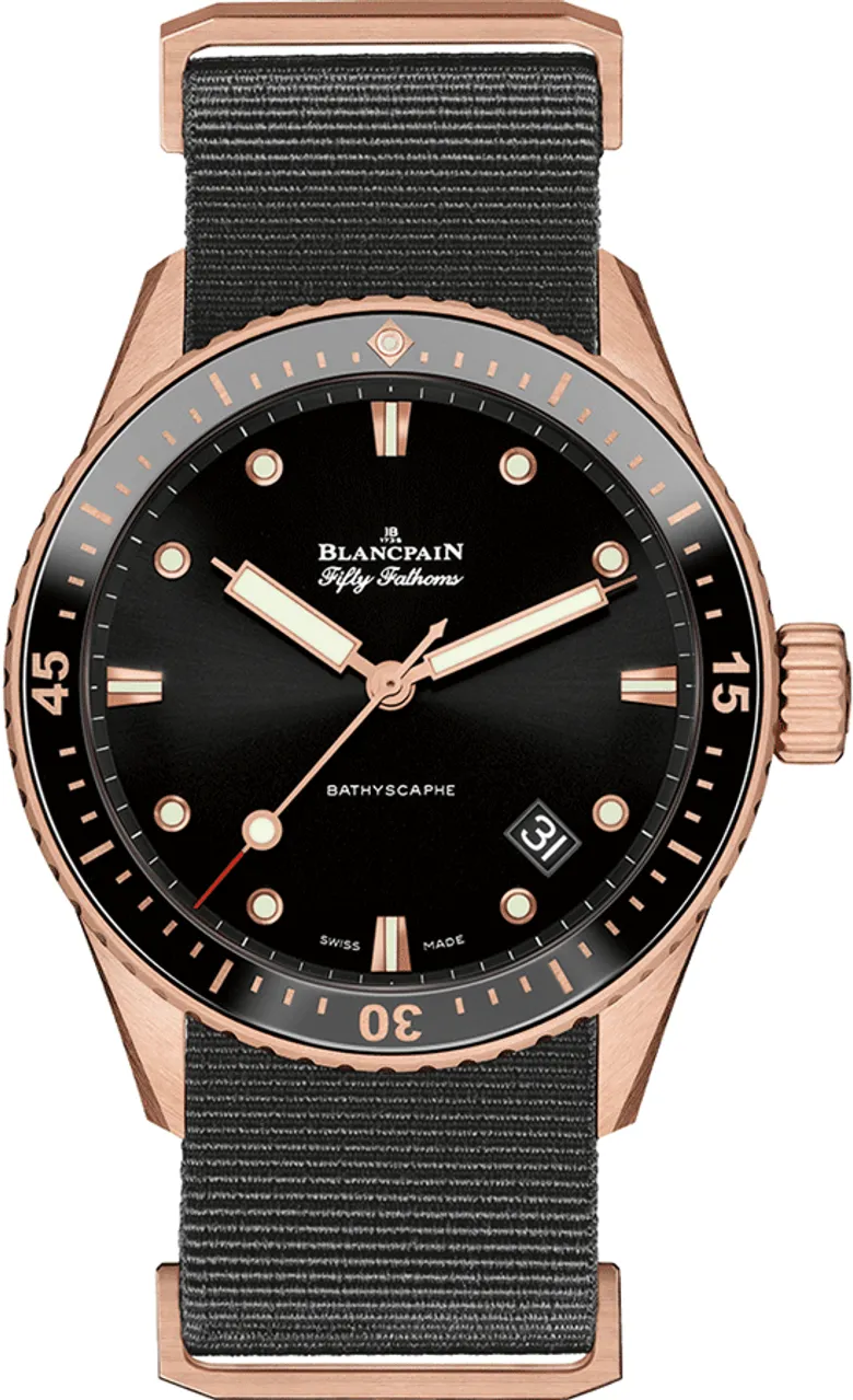 Blancpain Fifty Fathoms 5000-36S30-NAB A 43mm Rose gold and 18k rose gold Black