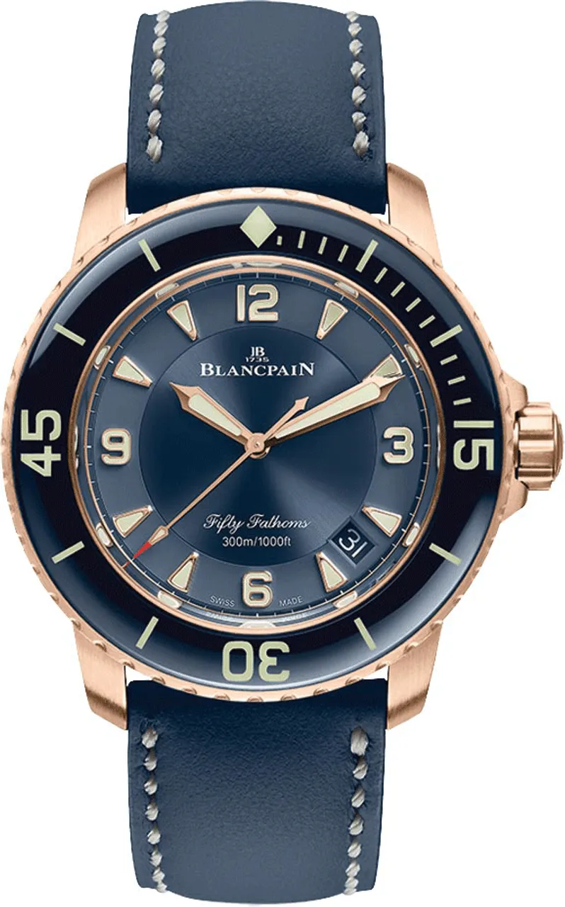 Blancpain Fifty Fathoms 5015-3603C-63B 45mm Rose gold and 18k rose gold Blue