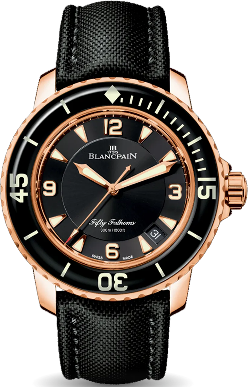 Blancpain Fifty Fathoms 5015 3630 52A 45mm Rose gold and 18k rose gold Black