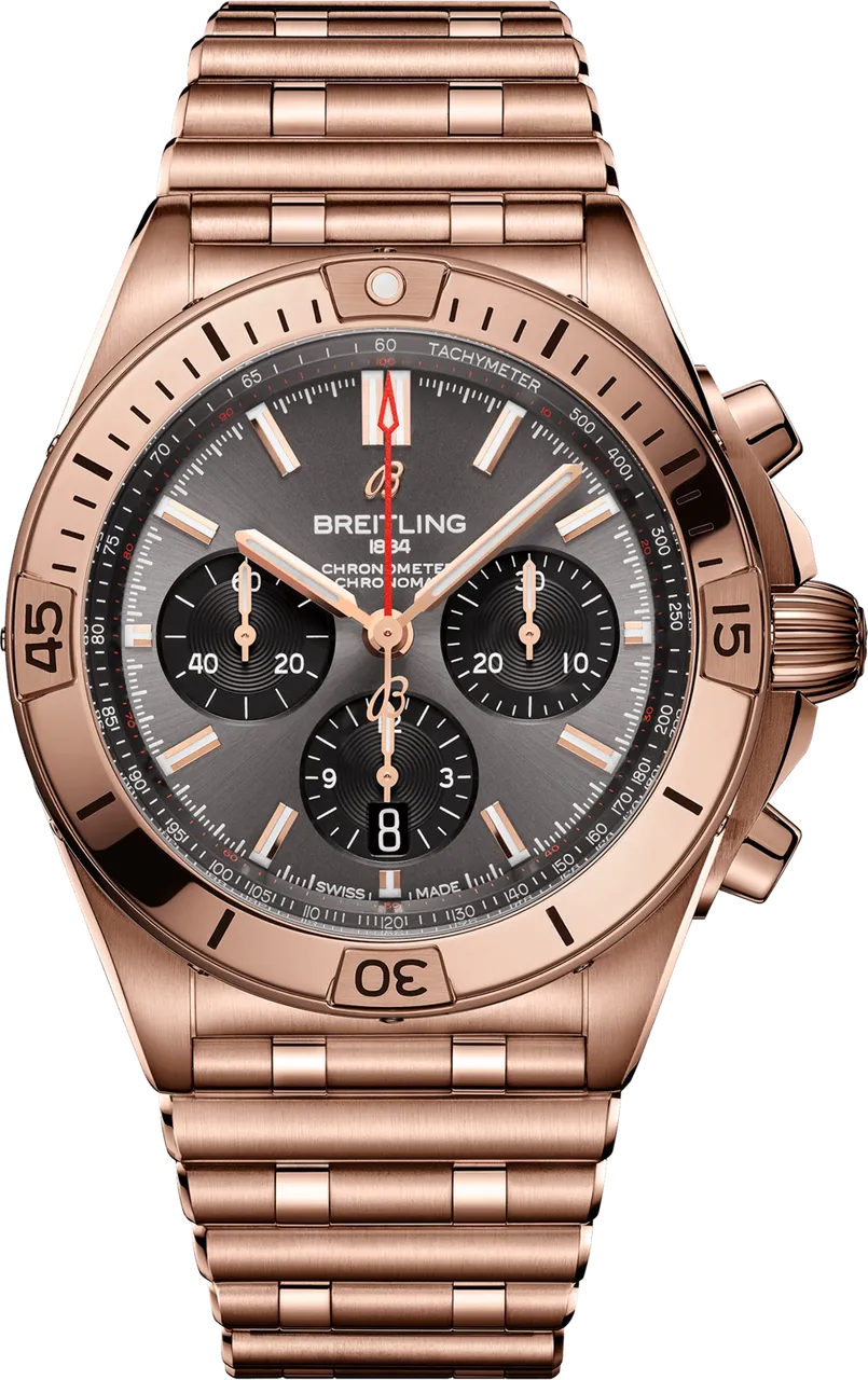 Breitling Chronomat RB0134101B1R1 42mm Rose gold and 18k rose gold Black