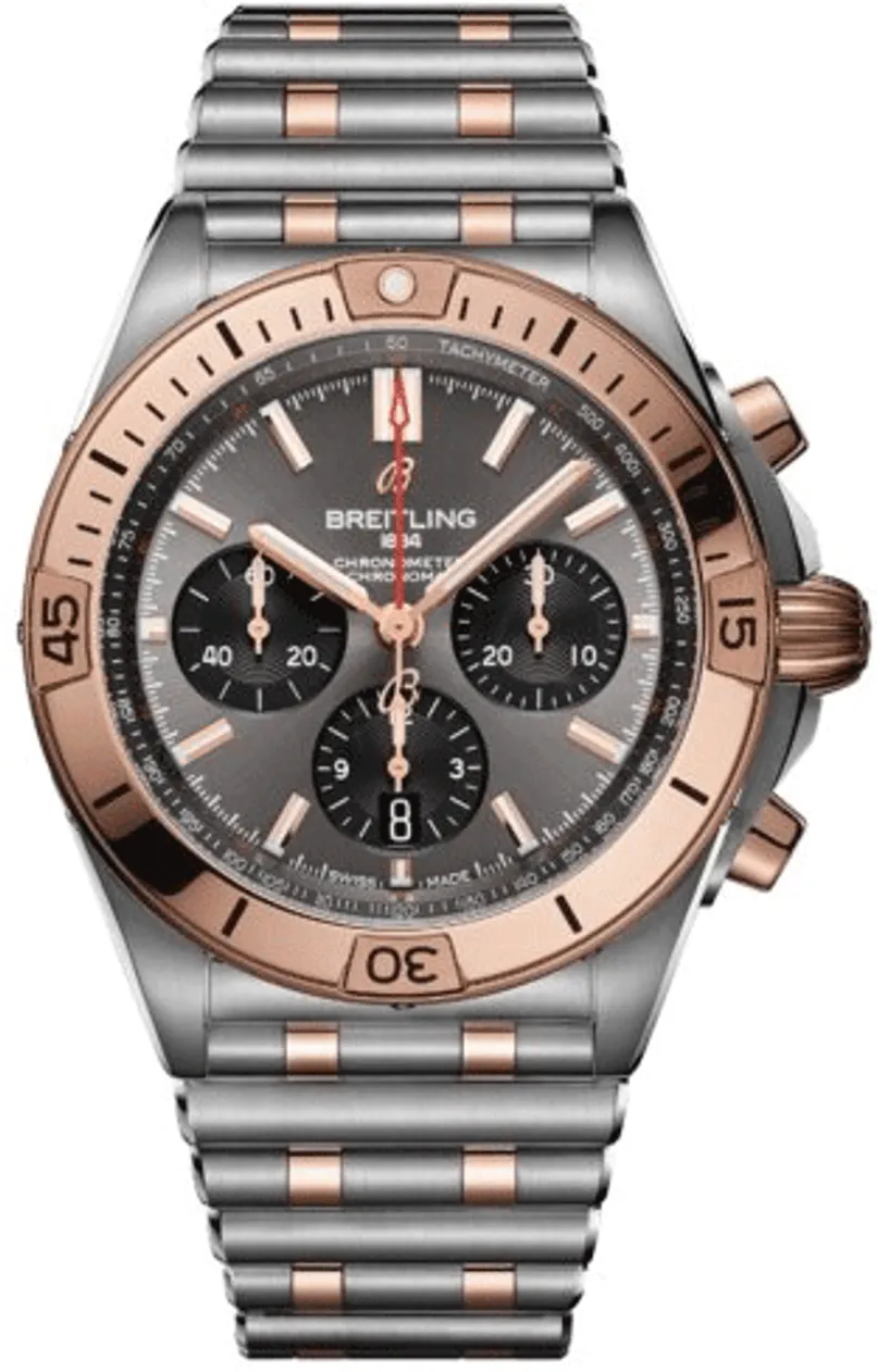 Breitling Chronomat UB0134101B1U1 42mm Rose gold and Stainless steel and 18k rose gold Black