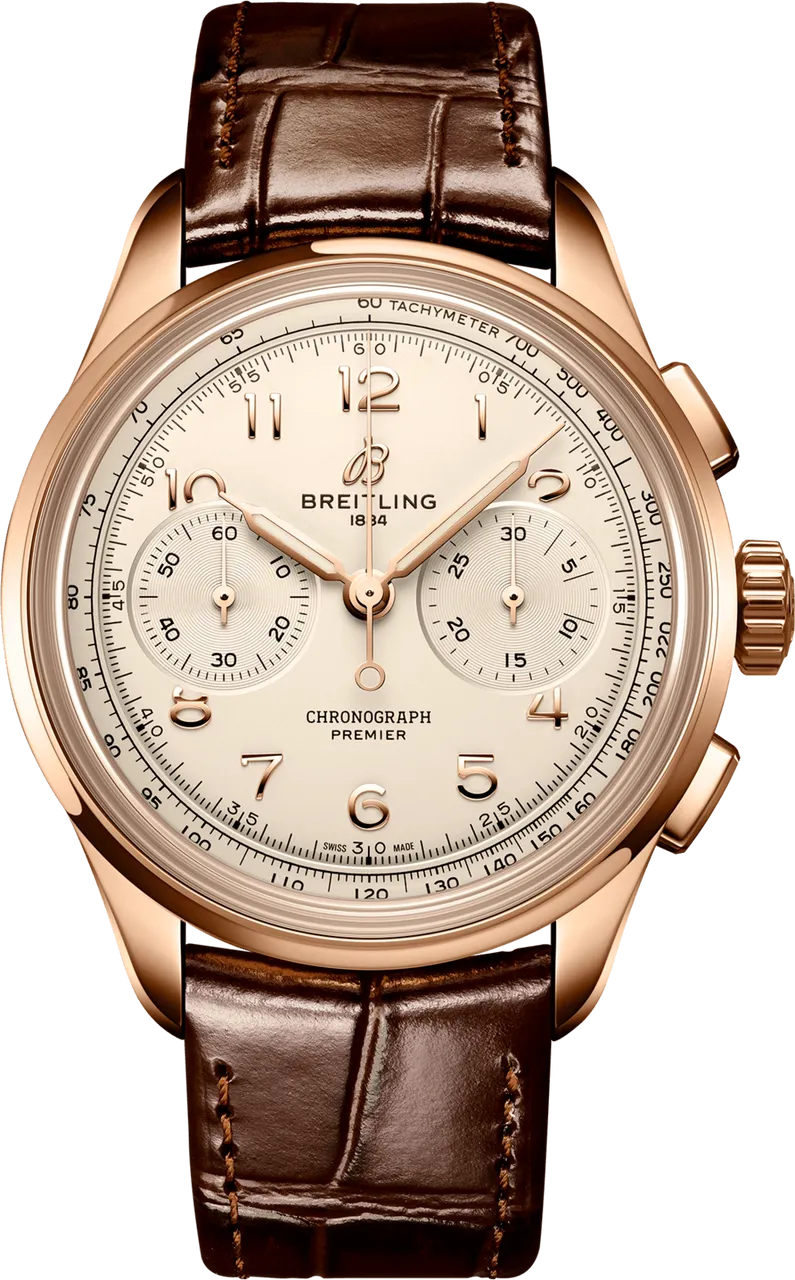 Breitling Premier RB0930371G1P1 40mm Rose gold and 18k rose gold Silver