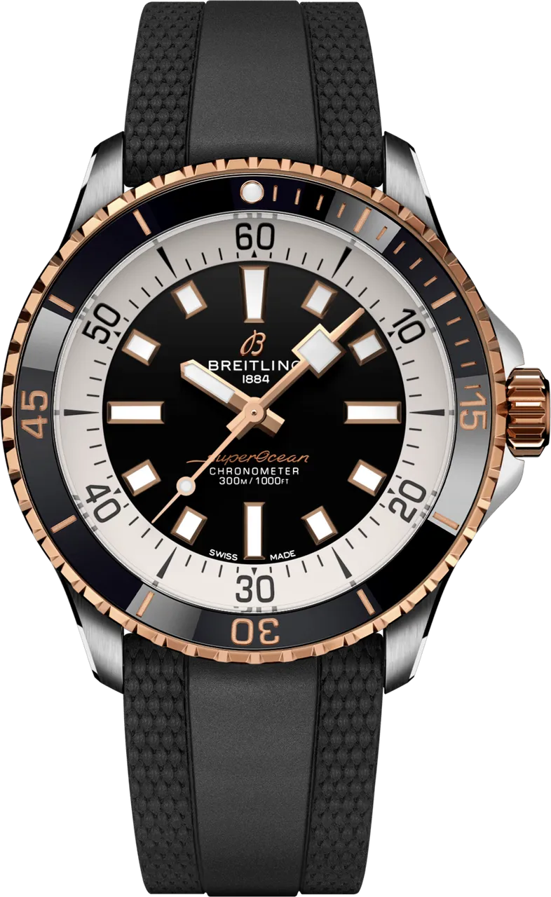 Breitling Superocean U17375211B1S1 42mm Rose gold and Stainless steel and 18k rose gold Black