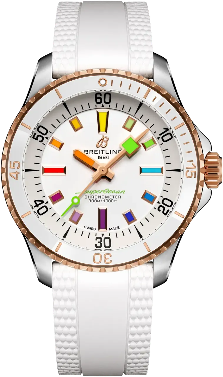 Breitling Superocean U17377211A1S1 36mm Rose gold and Stainless steel and 18k rose gold White