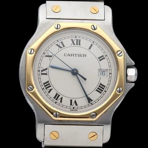 Cartier Santos 187902 30mm Yellow gold and Stainless steel White